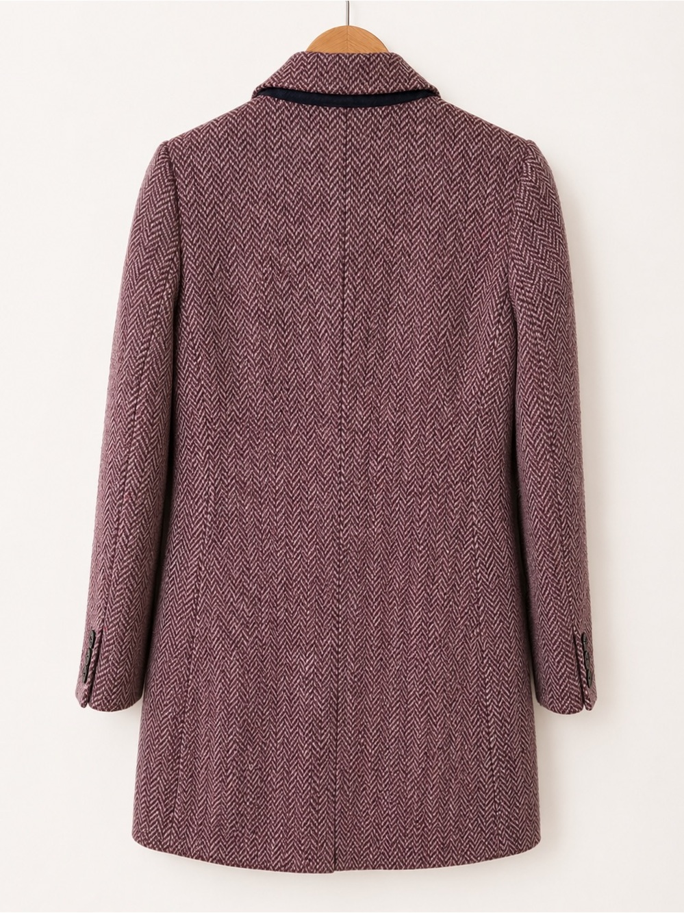 J.Crew Collection 100% Wool Herringbone Blazer Jacket Mauve Burgundy Size 2 - Picture 3 of 13